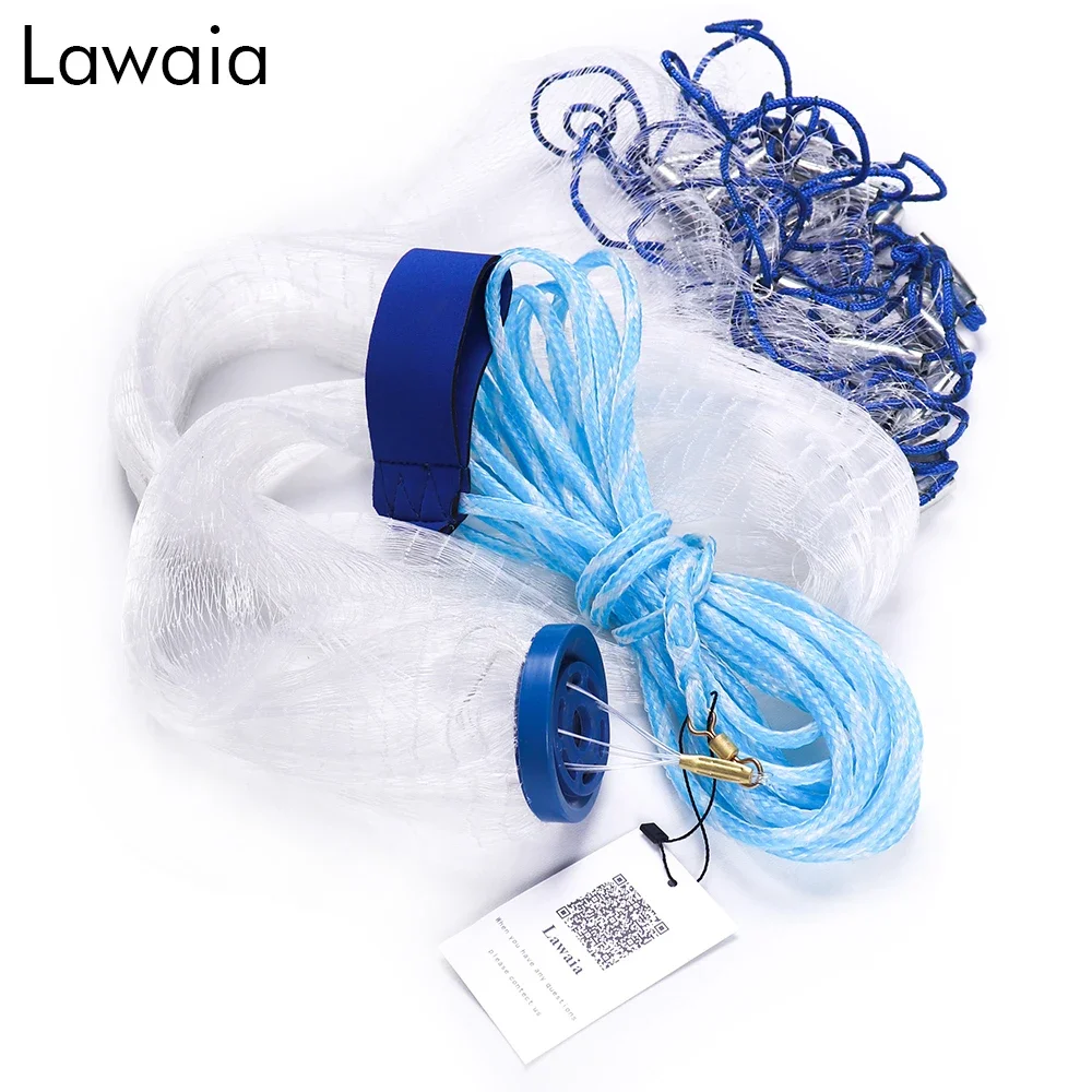 Lawaia Cast Net Monofilament Nylon American Style Fish Net Hand Throw Fishing Net With Sinker Outdoor Sport Fishing Network Tool