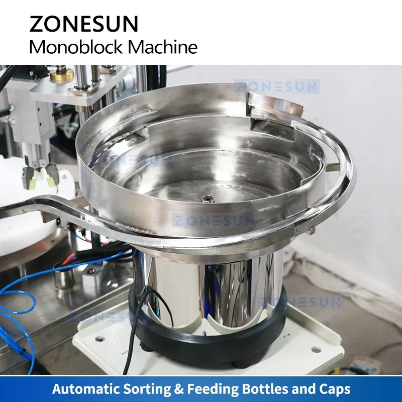 Zonesun tubo de ensaio de enchimento de frasco rotativo monobloco máquina automática de enchimento e rotulagem de garrafas ZS-AFCL4