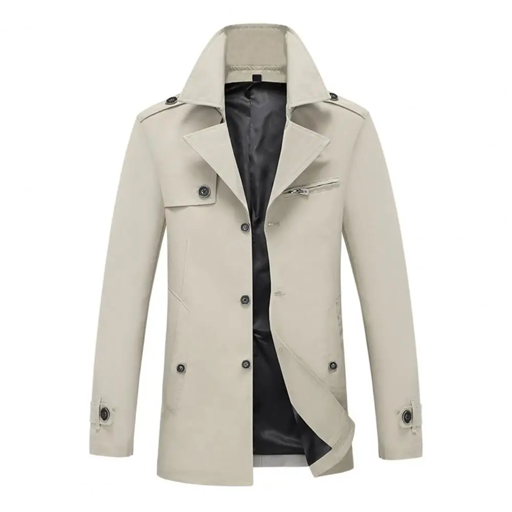 

Popular Men Windbreaker Slim Fit Pockets Warm Men Fashion Casual Solid Color Thick Jacket Coat Warm Coat Anti-freeze
