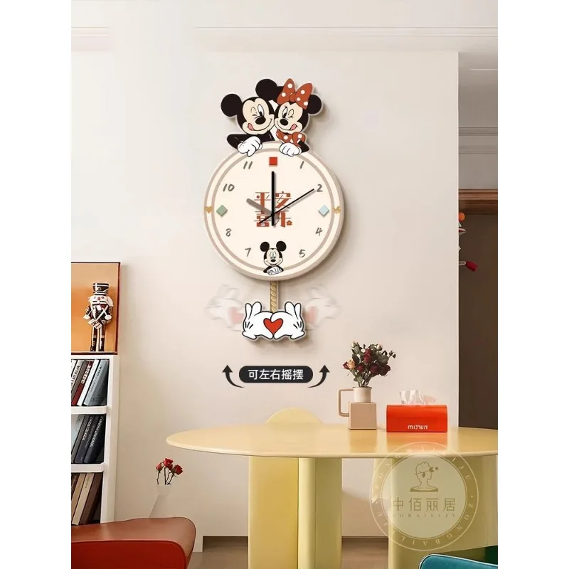 Disney Cartoon Mickey Wall Clock Children\'s Bedroom Decoration Painting Restaurant Creative Clock Silent Pendulum Clock Gift