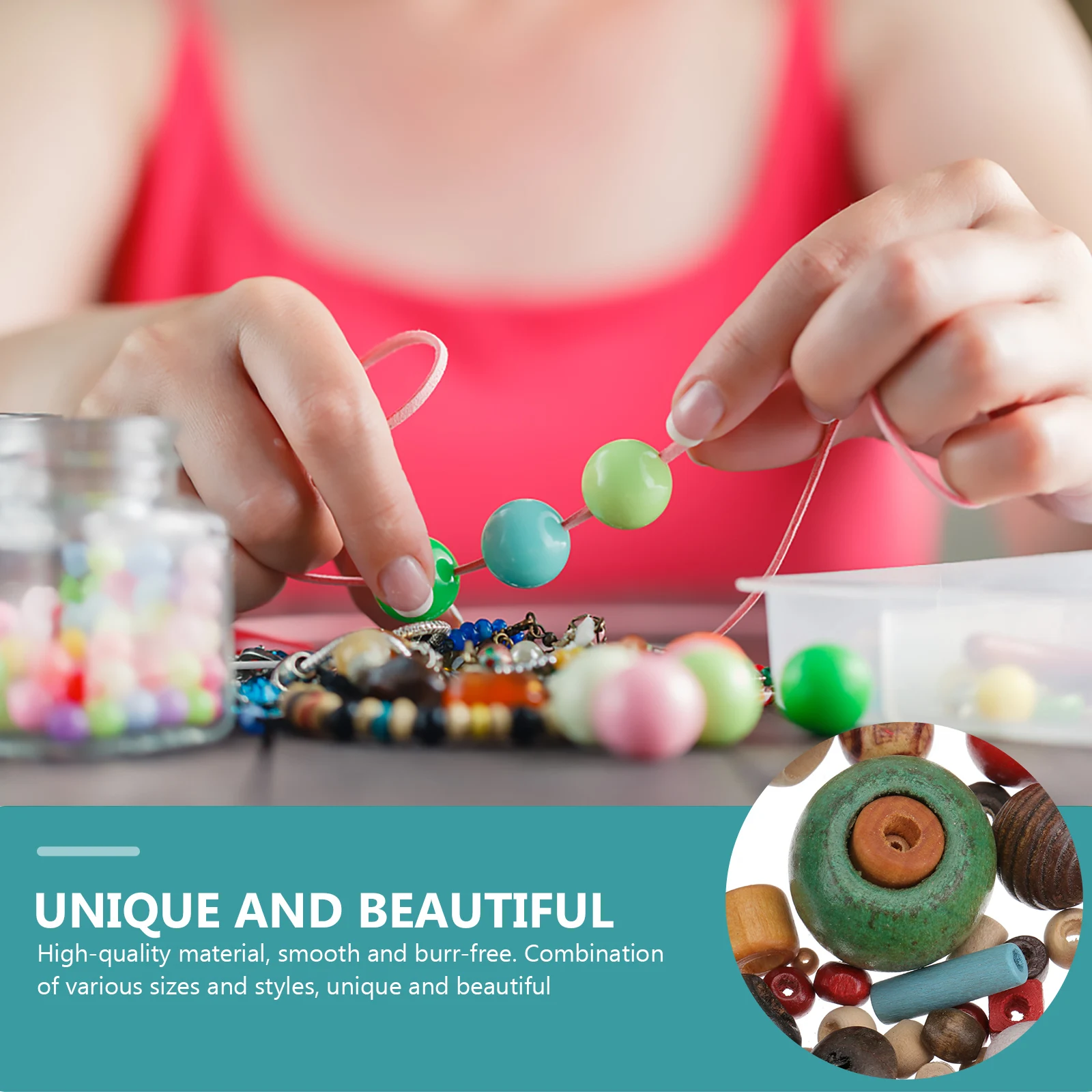 

Wooden Bead Material Bag Handmade Beads Manual DIY Jewelry Making Accessories Travel
