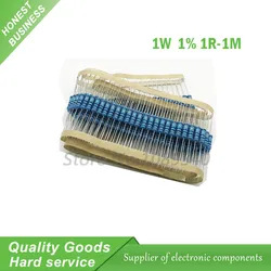 20pcs 1W Metal film resistor 5 color ring 1% 1R - 1M 1R 22R 100R 220R 470R 1K 10K 22K 100K 150K 220K 10 22 47 100 220 470 ohm
