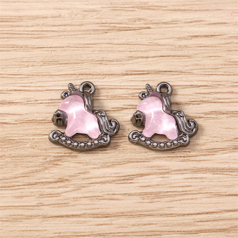 5 Stück 13x14mm Niedliche Kristall-Tier-Anhänger in Form von Pferden für die Schmuckherstellung, Ohrhänger, Halsketten, Armbänder, DIY-Bastelzubehör – Detail 15