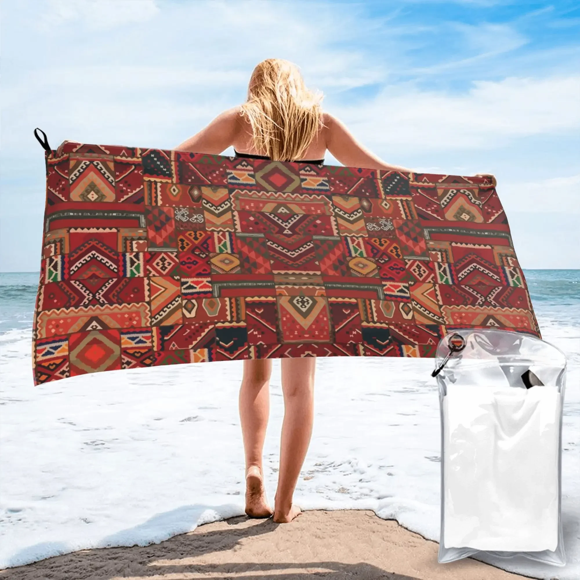 

Amazigh Foutha Kabyle Mediterranean Berber Jewel Beach Towel Soft Microfiber Quick Dry Absorbent Quick Towels For Pool