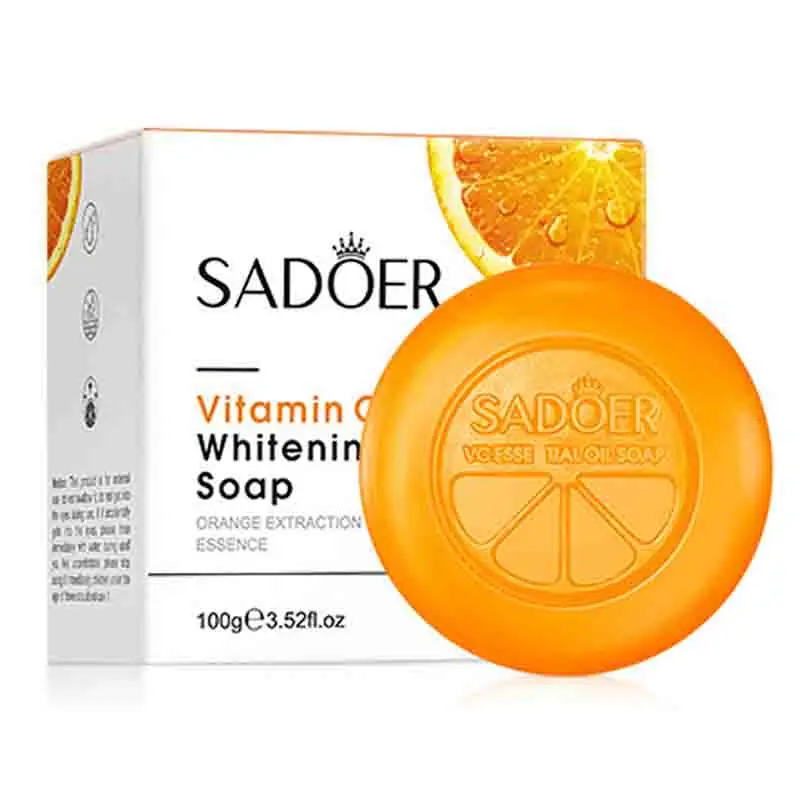 SADOER Vitamin C Soap Face Wash Foam Facial Cleanser Body Care Moisturizing Brightening Handmade Facial Soap Face Skin Care