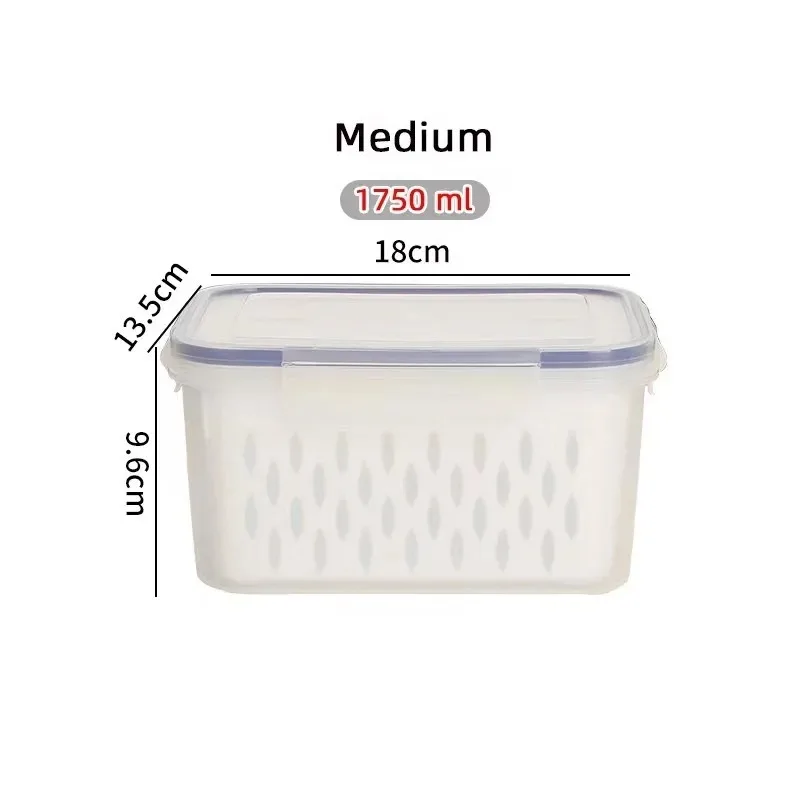 صندوق حفظ مختوم بطبقة مزدوجة، صندوق تخزين بلاستيكي لتصريف الفواكه والخضروات، طبقة مزدوجة عالية الشفافية للميكروويف