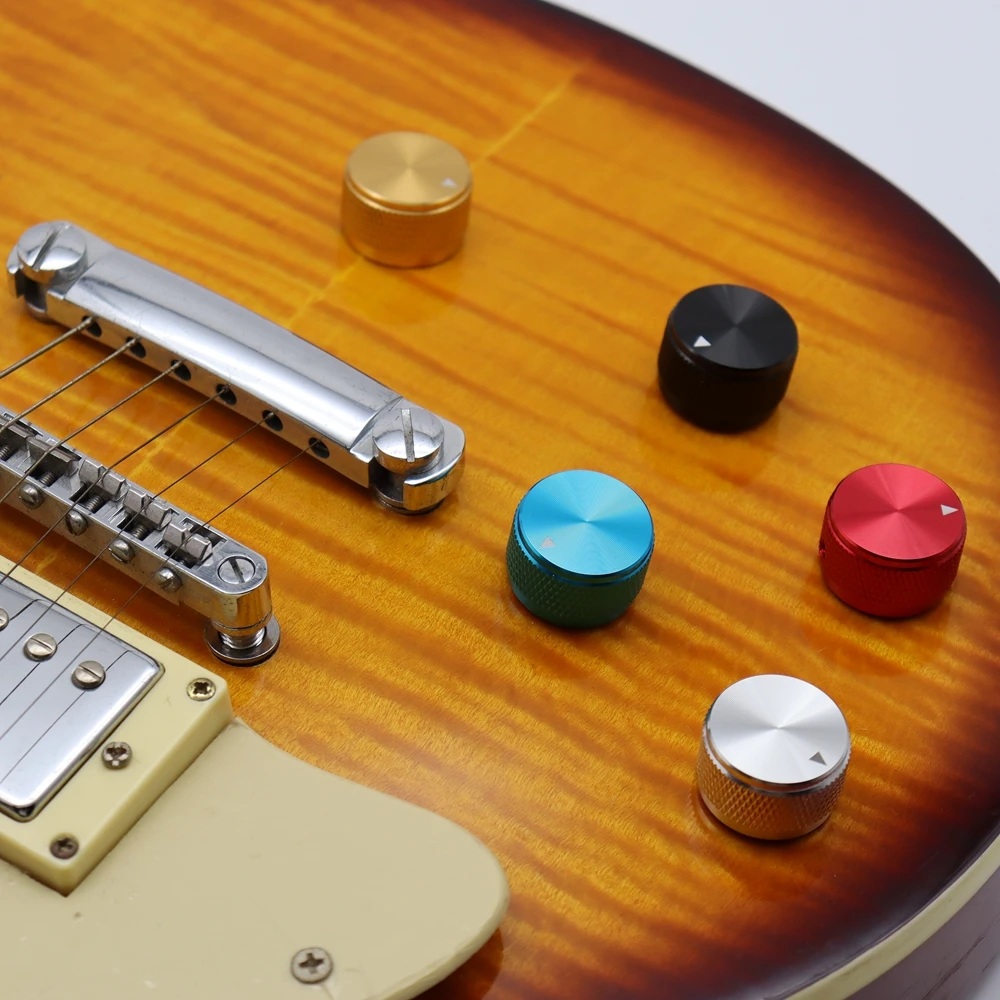 1 Stück/2 Stück Aluminium-Gitarren-Metallknöpfe, 6 mm Metall-Topfknöpfe mit Anzeige und Stellschraube für Gitarre/Bass/Audioausrüstung – Detail 14