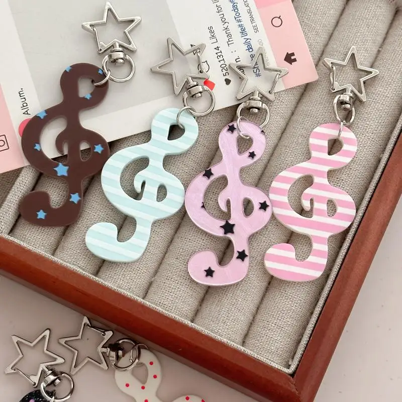 Modischer Cartoon-Acryl-Schlüsselanhänger, süß geformte Illustration, Musiknoten-Schlüsselanhänger, Kawaii-Taschenanhänger – Detail 2