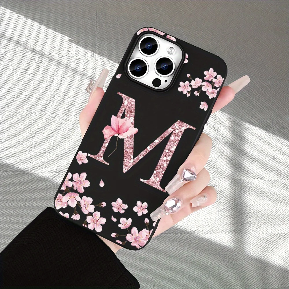 Piękne etui na telefon z nadrukiem kwiatów i litery M, wysokiej jakości matowa tekstura, pasuje do iPhone'a od 17 do 11 Plus, Pro Max