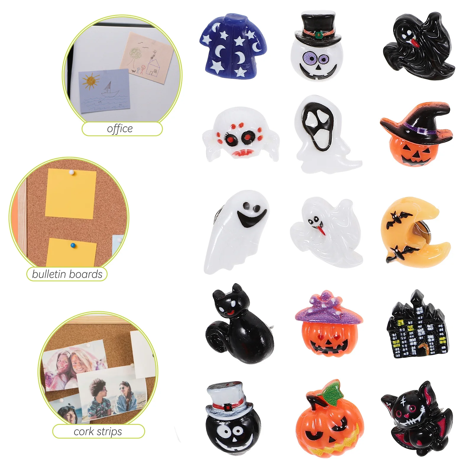 1 Box Decorative Halloween Thumbtacks Resin Pushpins Multi-Function Creative Thumbtacks for Bulletin Board Photo Map Office Use