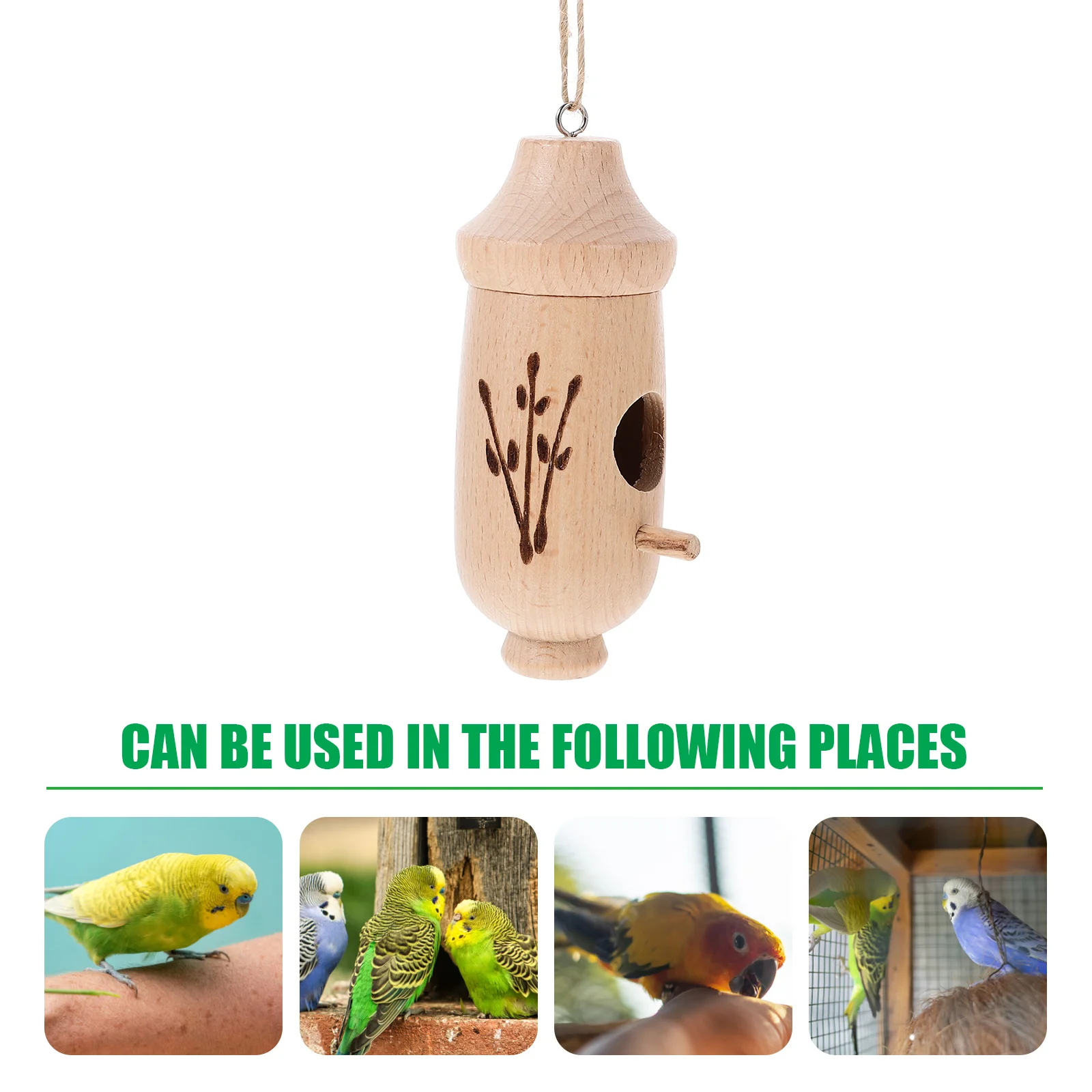 

Hanging Wooden Hummingbird Nest Birdhouse Outdoor Feeder Garden Decoration Durable Safe Hideaway Bird Feeder Birdhouses