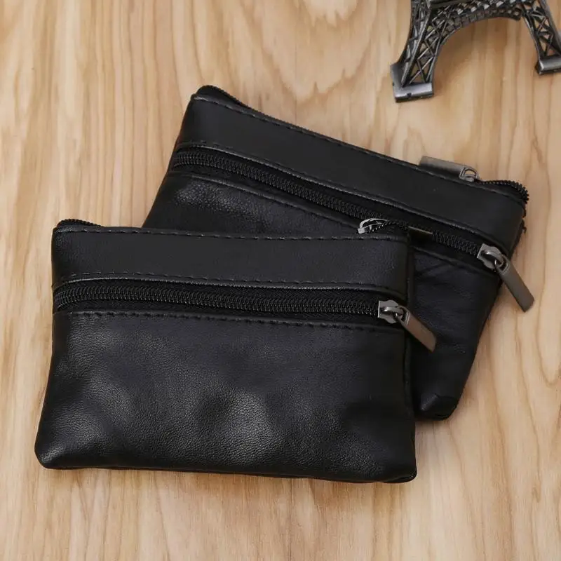 G7NB Vintage Leather Men's Zipper Purses Coin Purse Cash Change Wallet for Key Holder Money Gift for Women