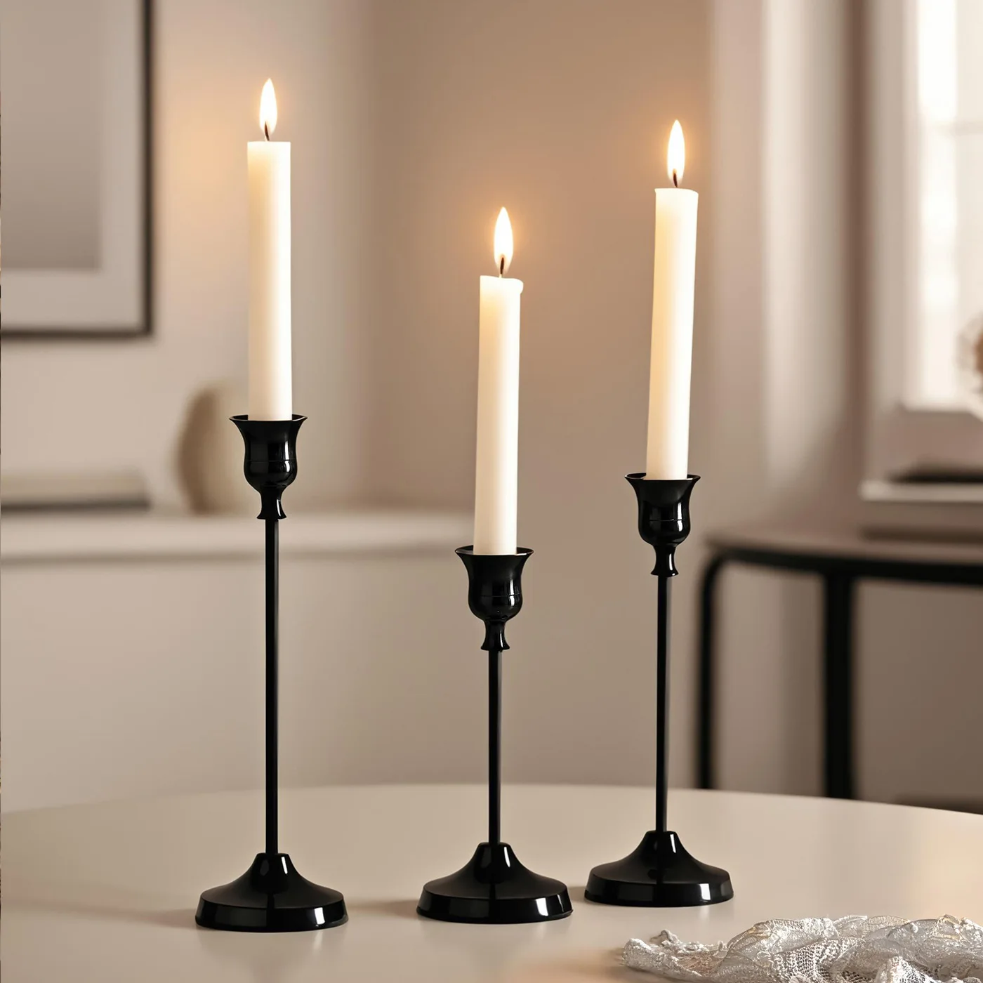 3Pcs Iron Vintage Iron Candlestick Nordic Luxury Bell Shape Candle Holder European Table Decor Iron Candlestick Set Ornament