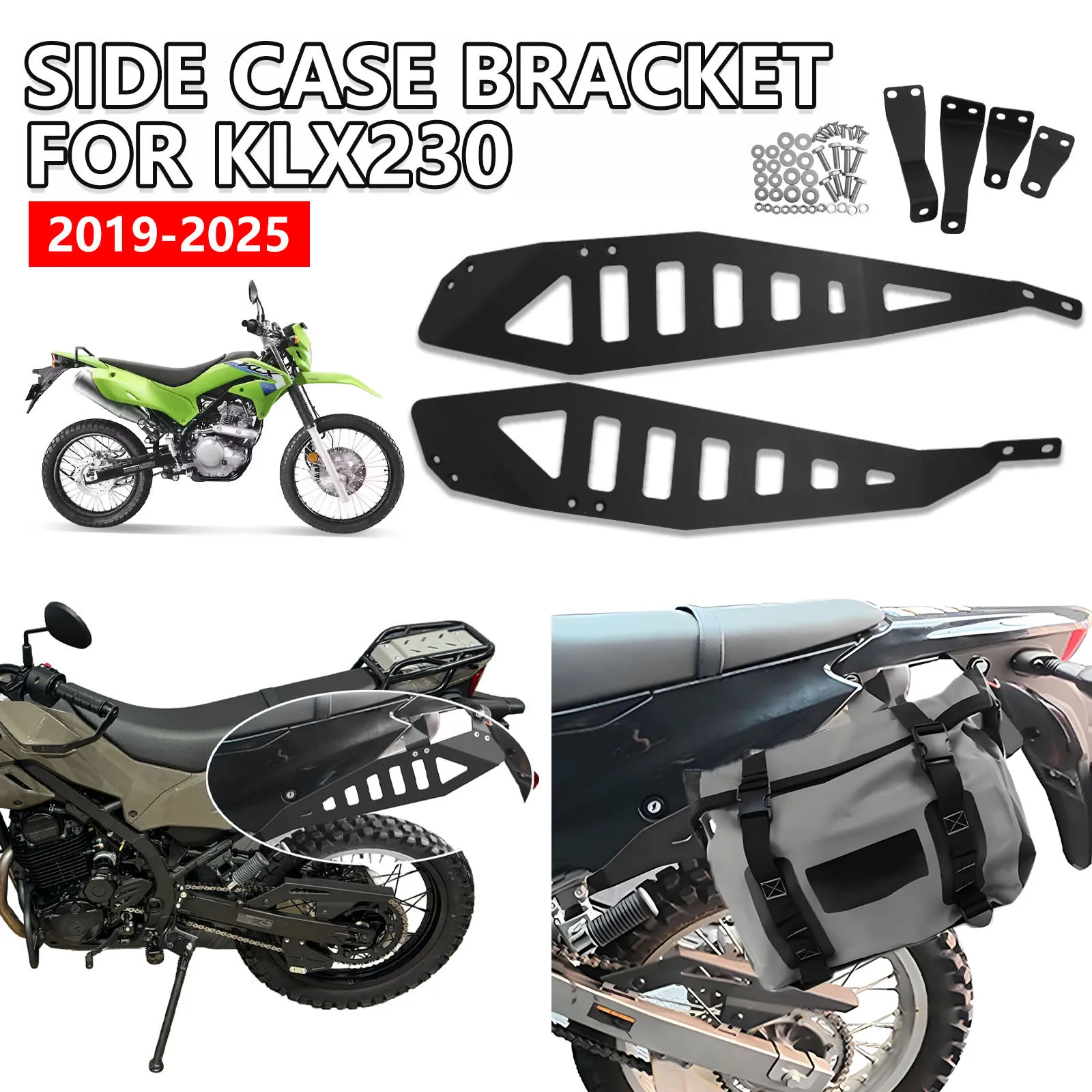 

Боковая багажная стойка для Kawasaki KLX230 2019-2024 KLX 230 2025, боковые багажники для мотоцикла, седельная сумка, опорный кронштейн для крепления на планку