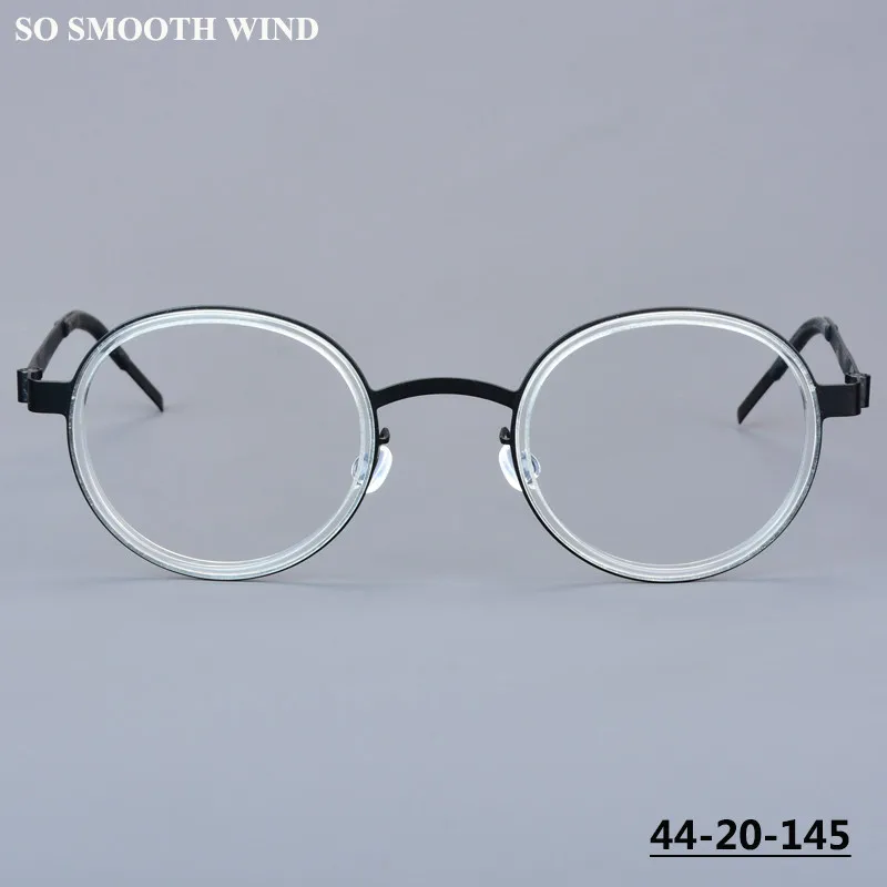 

Denmark Round Eyeglasses Frame 1011 Men Women Titanium Acetate Screwless Glasses Ultralight Circle Frames Spectacles Eyewear