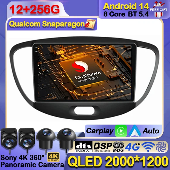 

Android 14 Car Radio For Hyundai Grand I10 2007- 2013 Multimedia Stereo Vedio Player Autoradio GPS Wireless CarPlay Auto QLED BT