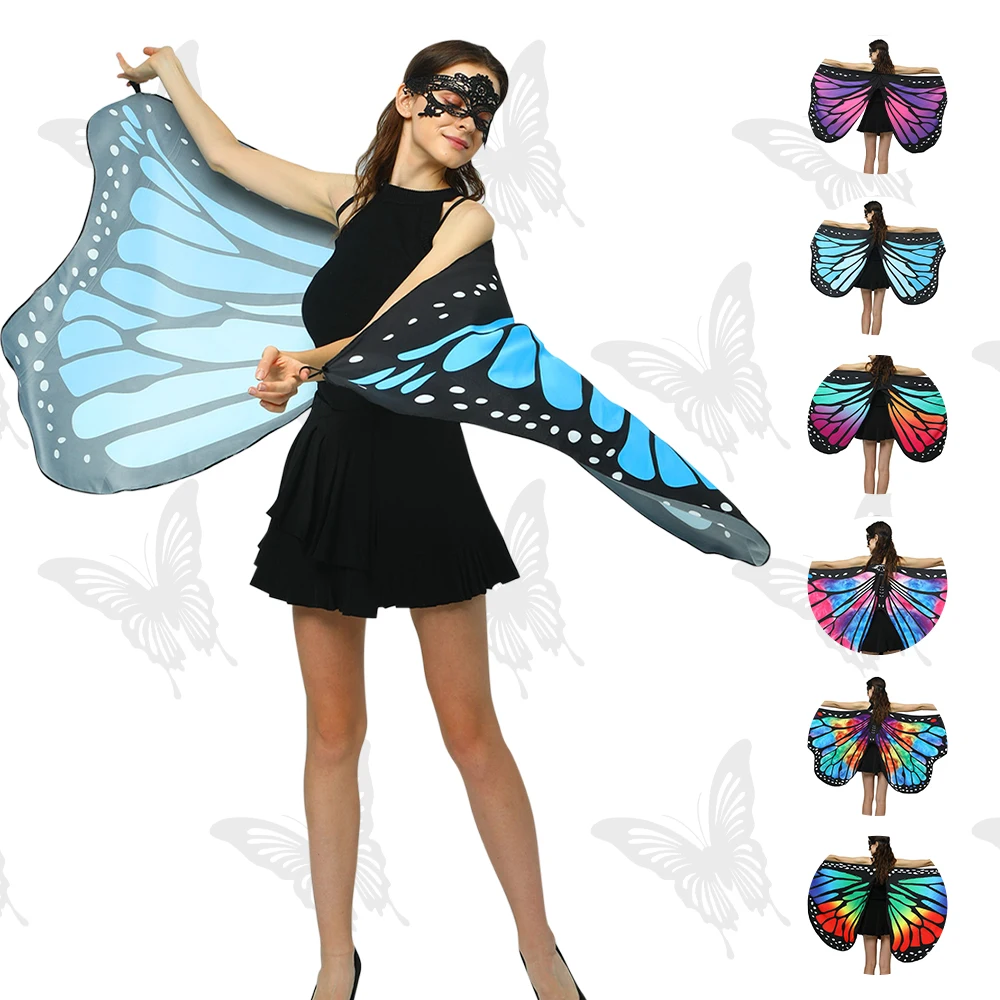 Ali di farfalla mantello accessori per giochi di ruolo Stage Dress up scialle Party Costume puntelli accessori per costumi con ala di farfalla sfumata