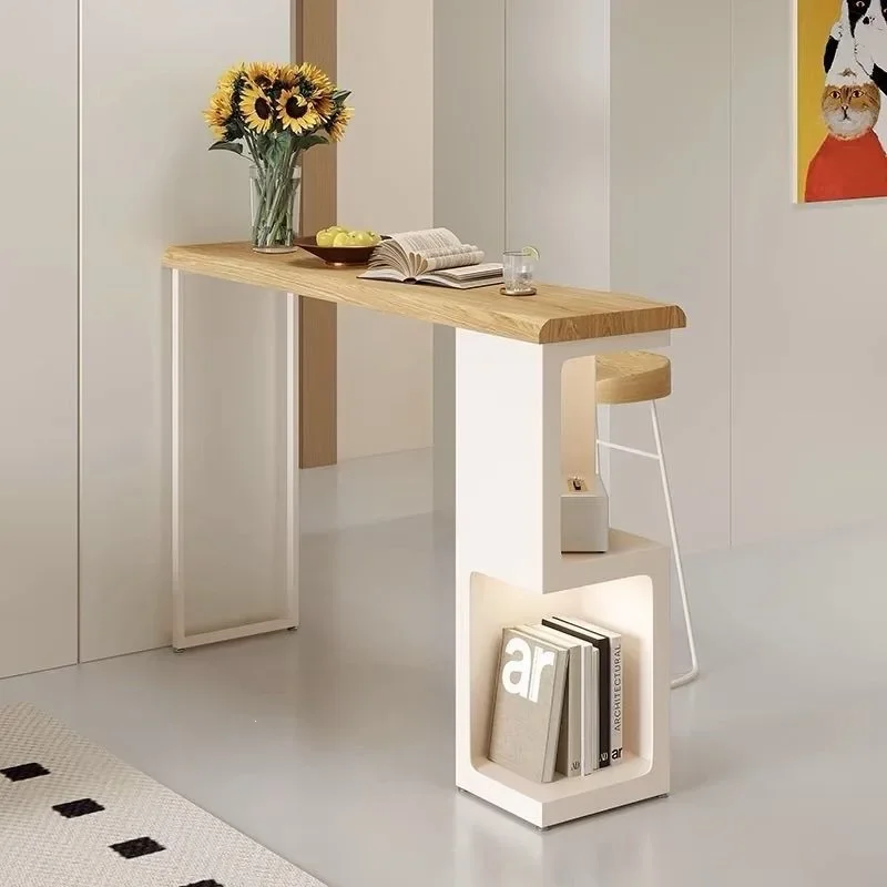 Light luxury solid wood sofa bar table household wall partition balcony high foot long table