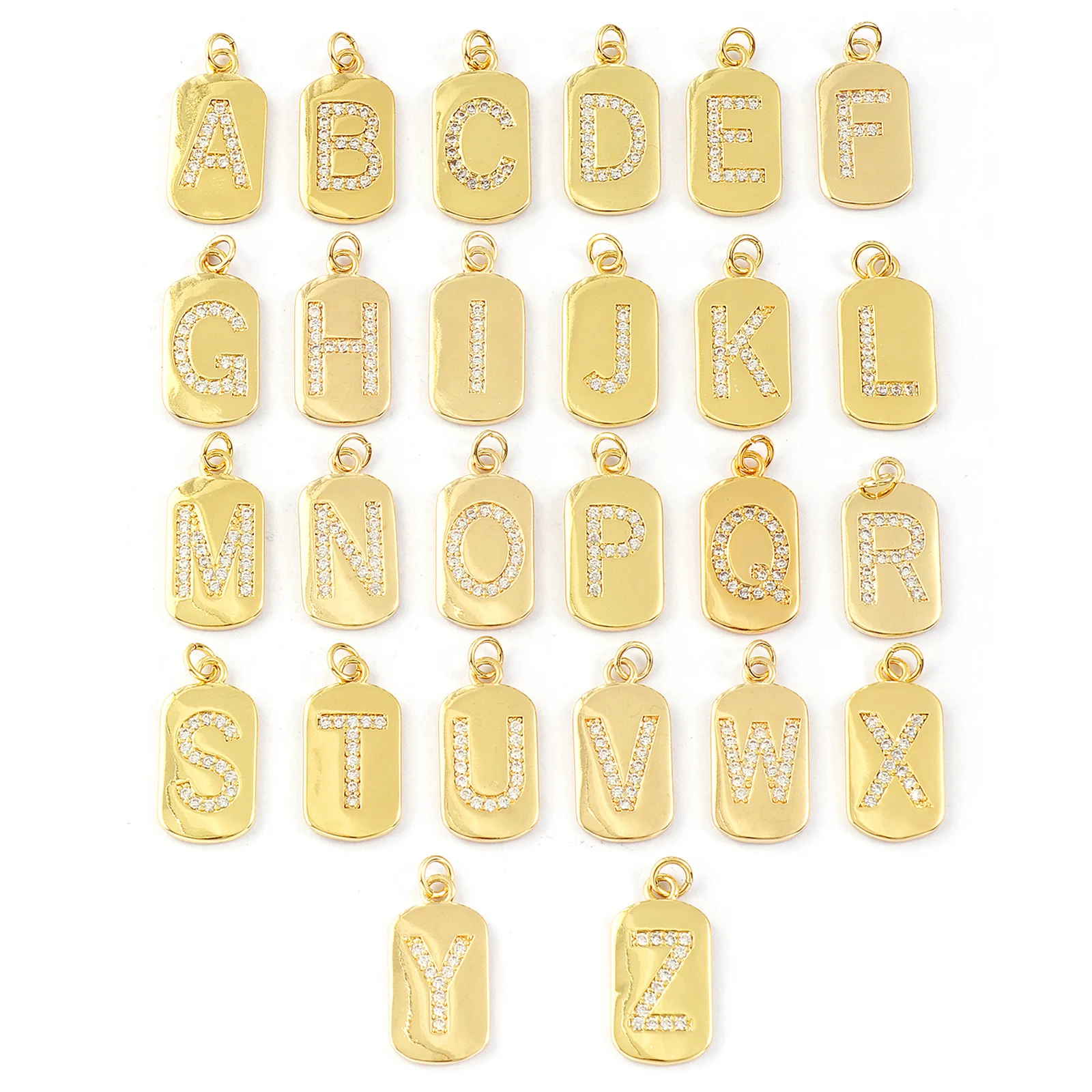 1 قطعة دلايات النحاس رأس المال اسم الرسالة مستطيل رسالة "A-Z" مايكرو تمهيد زركون قلادة عقد دي اي واي مجوهرات 26 مللي متر x 12 مللي متر #1