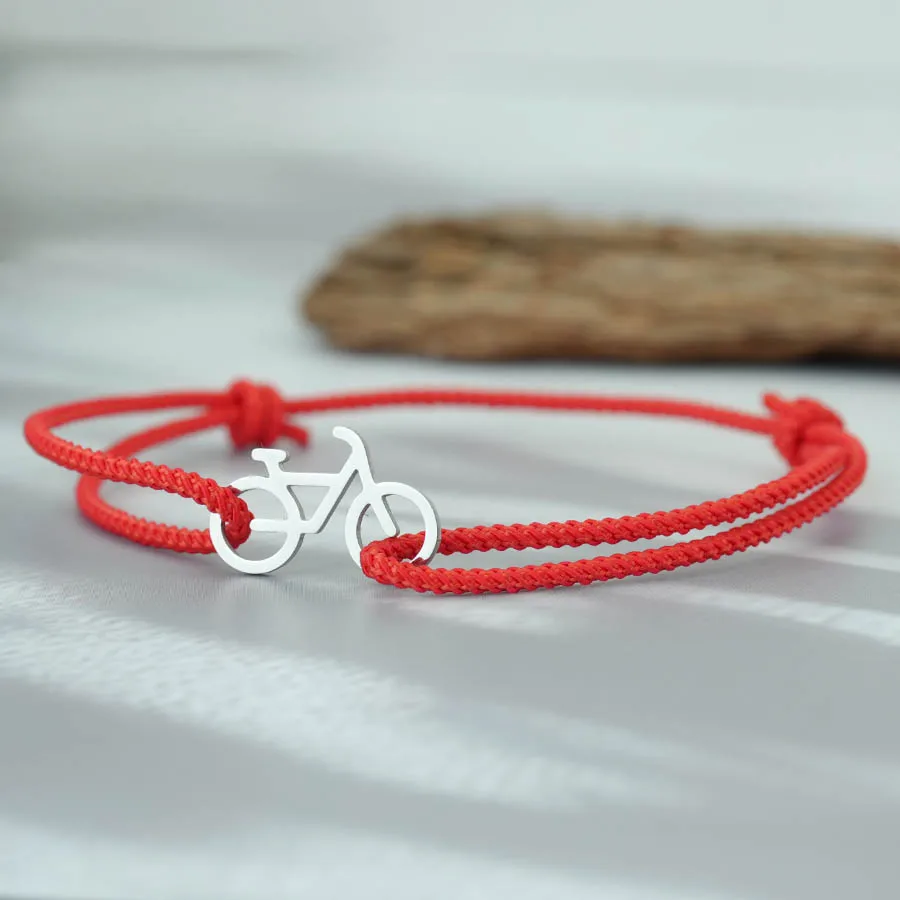 Personalisiertes Sport-Edelstahl-Fahrradarmband für Männer und Frauen, schwarz-rotes Fahrrad-Charm-Armband, Schmuck – Detail 4