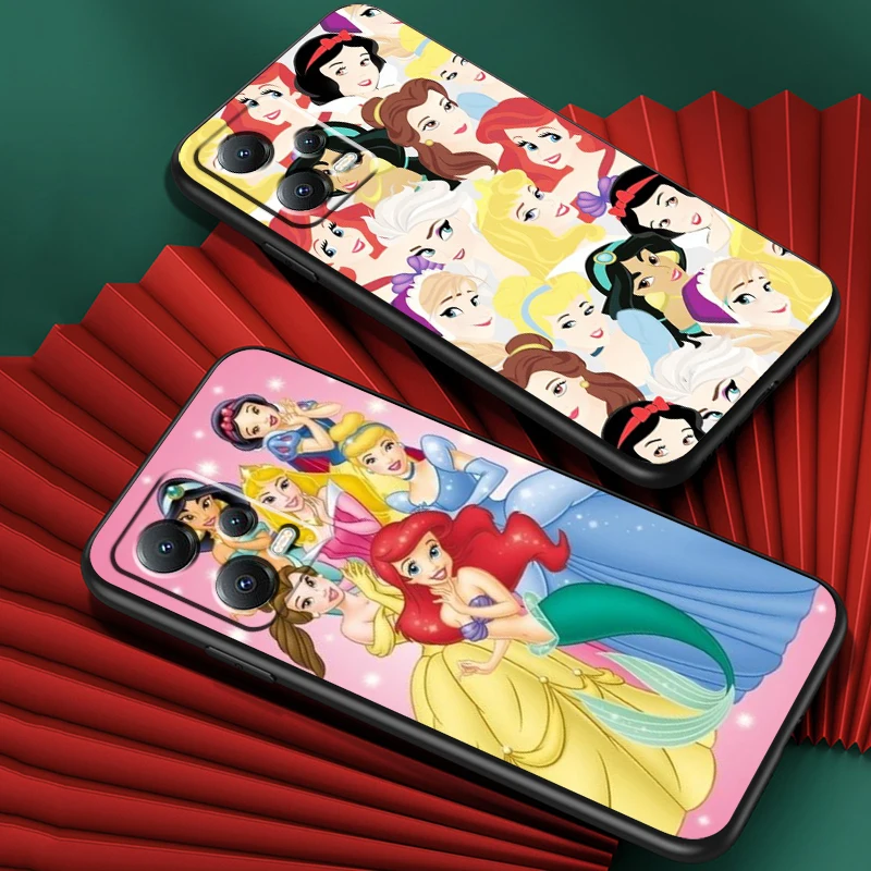 Disney Cute Princess For Xiaomi Redmi Note 13 12R 12 12S Turbo 11 11T 11S 10 10S Pro Plus 5G Black TPU Phone Case