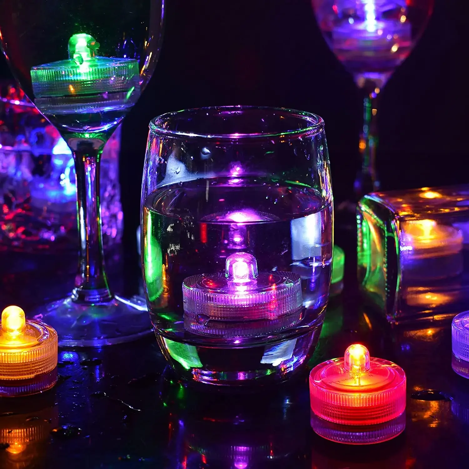 LED Flameless Candles Light Waterproof Tea Lights Underwater Sumbersible Pool LED Lights Decoration Lamp Candle For Wedding Part