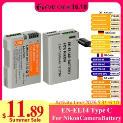PALO 1650mAh EN EL14 EL14a EN-EL14 EN-EL14a USB Camera Battery For Nikon P7000 P7800 D3100 D3400 D3500 D5100 D5300 D5600 P7700