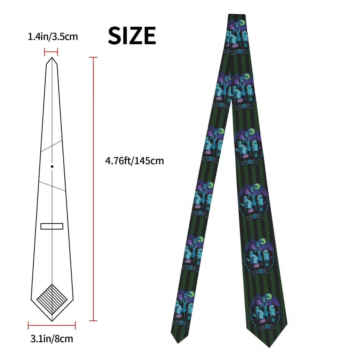 Fashion Haunted Mansion Neck Ties Mens Personalized Silk Halloween Ghost Necktie for Party Gravatas