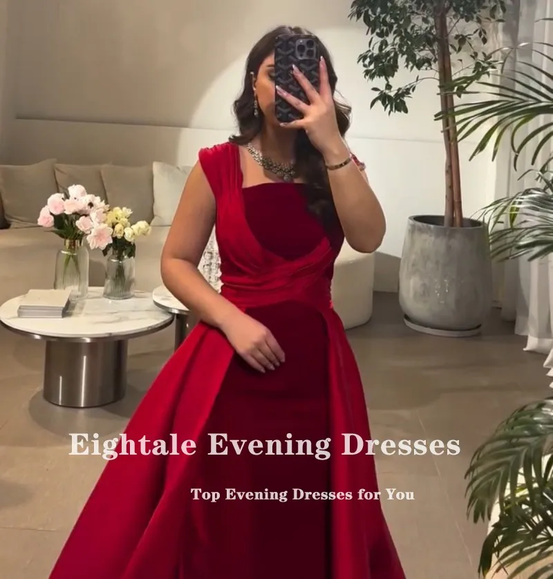 Vestido de noche árabe de Eightale, plisado personalizado, largo hasta el suelo, vestidos de fiesta de boda y graduación de satén