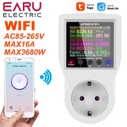 TUYA 220V AC WIFI Smart Socket Digital Wattmeter EU Plug Power Meter Electricity Consumption Power Kilowatt Wattage Energy Meter