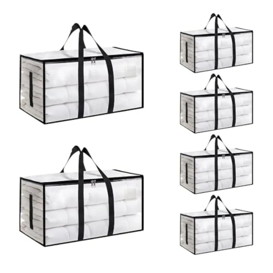 

Pack-Extra Large Heavy Duty Moving Bags - Waterproof Storage Totes with Handles and Zippers, Foldable for College Dorm, Storage