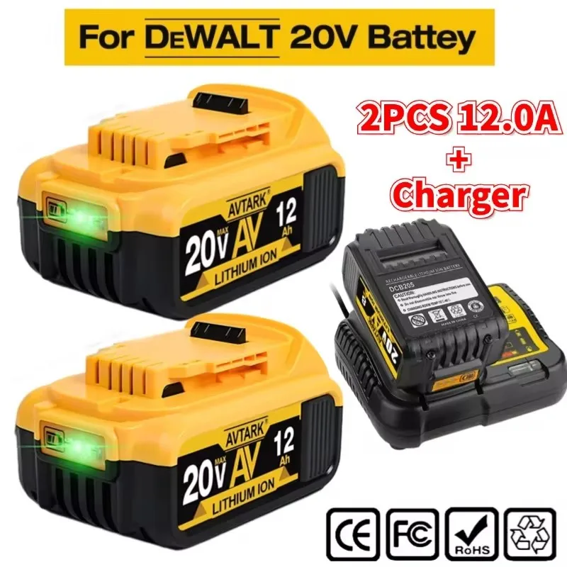 100% Original 20V 12Ah Battery compatible for DeWalt power Tools DCF887 DCG405 DCD791 DCF922 18V 20V Lithium battery replacement