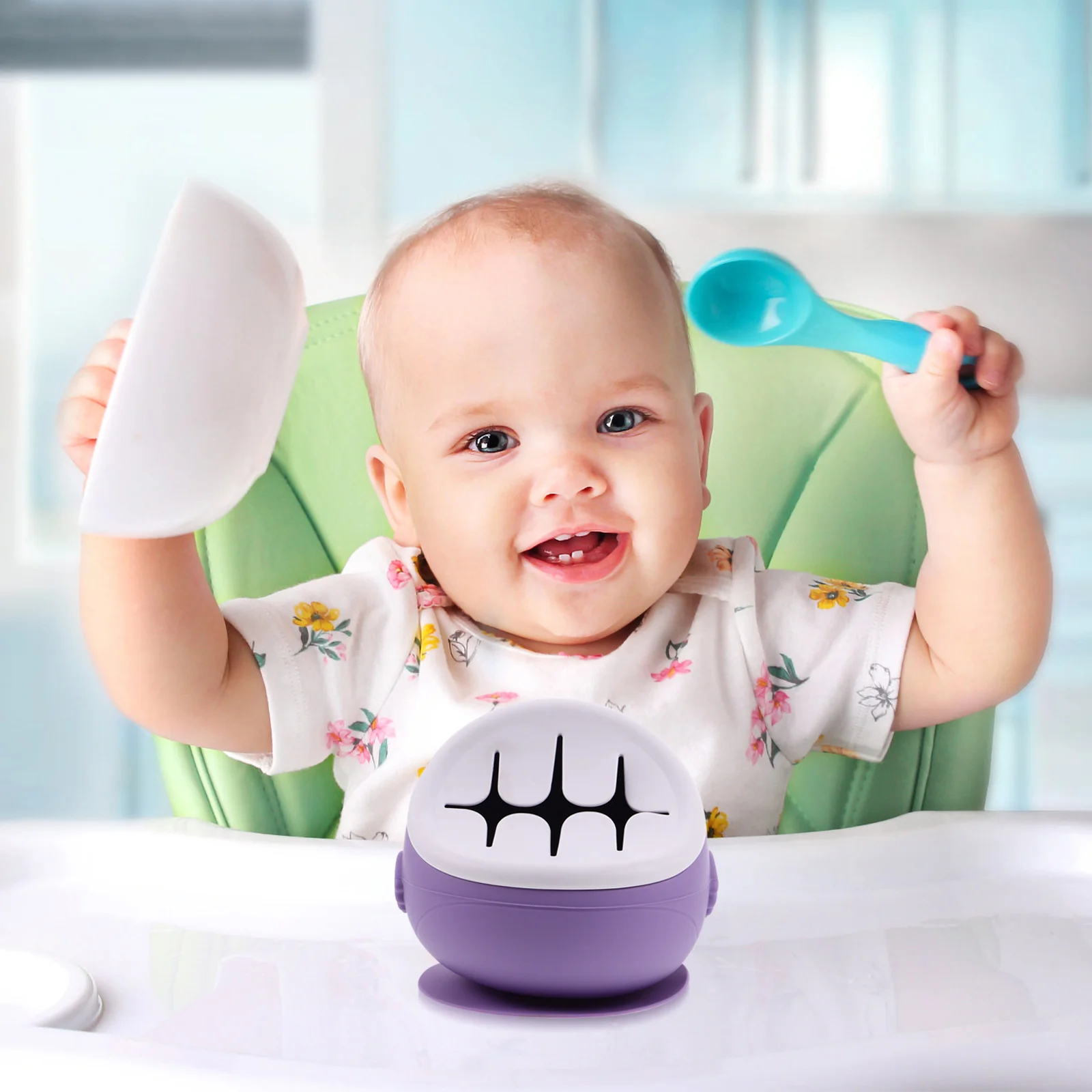 

Dinosaur Snack Bowl Baby Suction Bowls with Lids Tableware Container Feeding Essentials Silica Gel Supplies