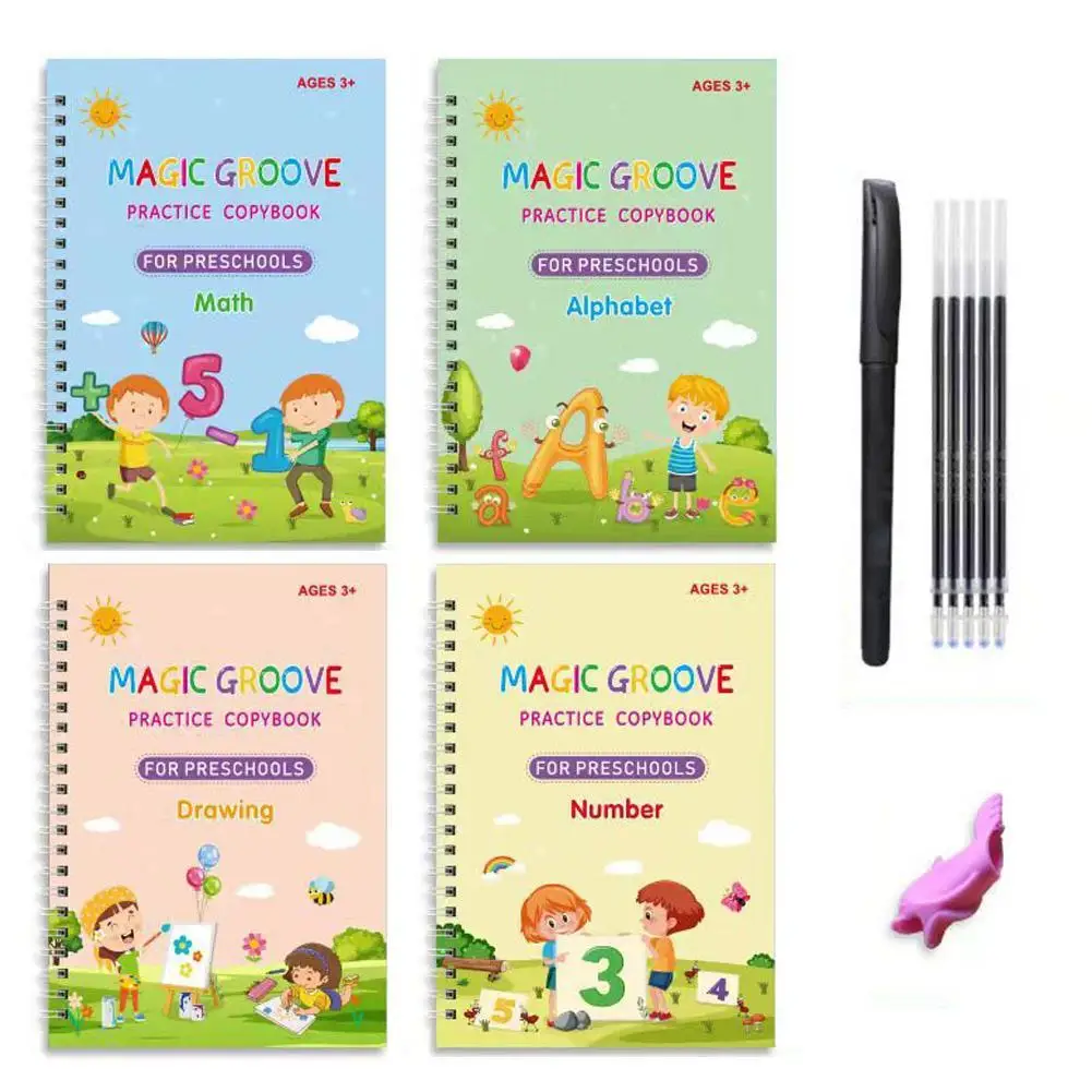 Reusable Children 3D Copybook For Calligraphy 0-10 Handwriting Copybooks  Writing Practice Book Magic Groove Practice Copybook