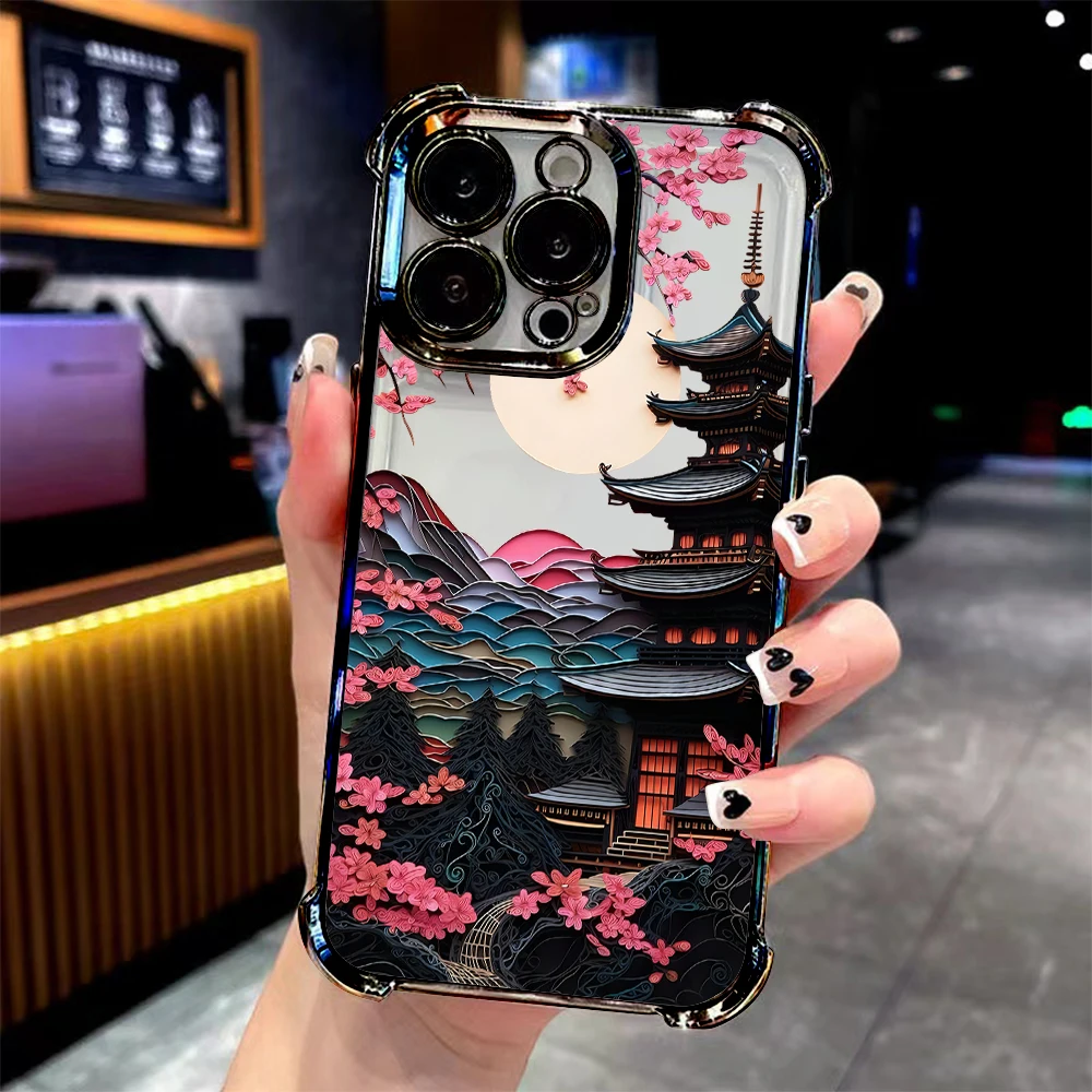 

Fashion Japanese Artists Works Plating Phone Case For Xiaomi Redmi A3 14C 13C 12C K50 A1 Note 14 Pro Plus 4G 5G Anti Fall Airbag