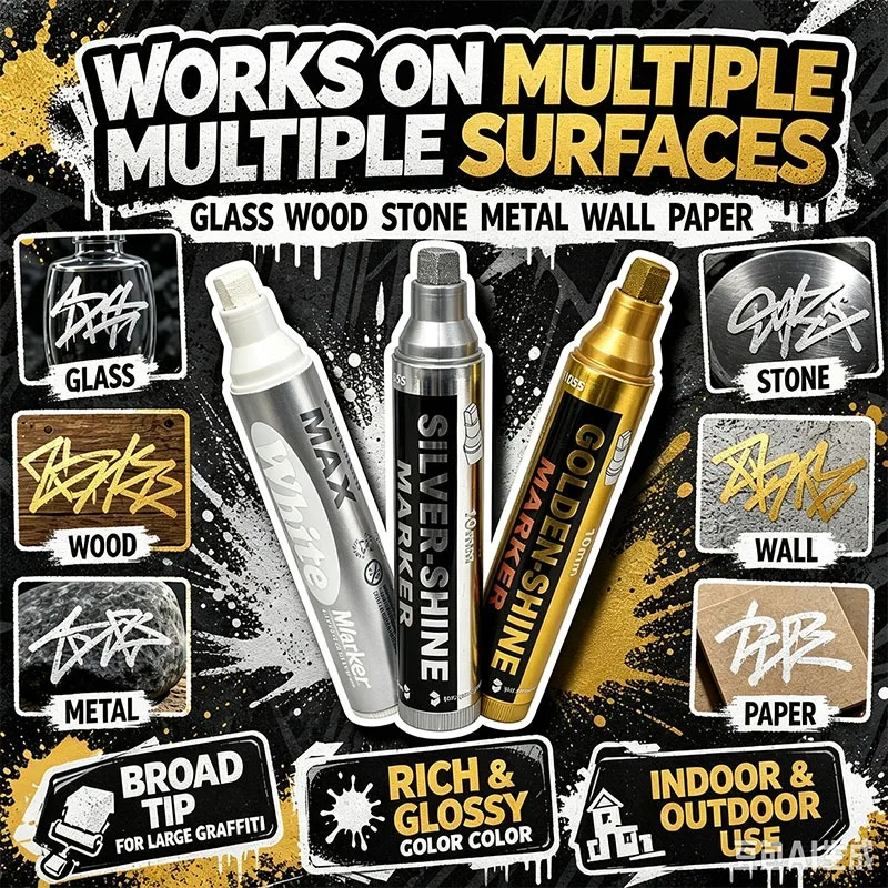 5Pcs 10mm Jumbo Marker Pen Large Capacity Broad Tip Marker for Wall Poster POP Graffiti Art Painting Support Color Overlay