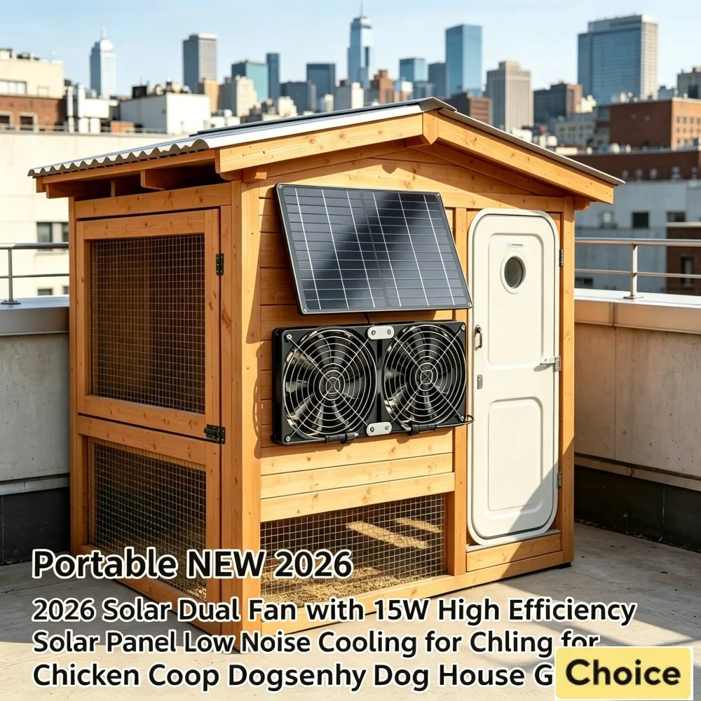 NEW 2026 Solar Exhaust Dual Fan with 15-20W High Efficiency Solar Panel for Farm Barn Greenhouse Chicken Coop Dog House