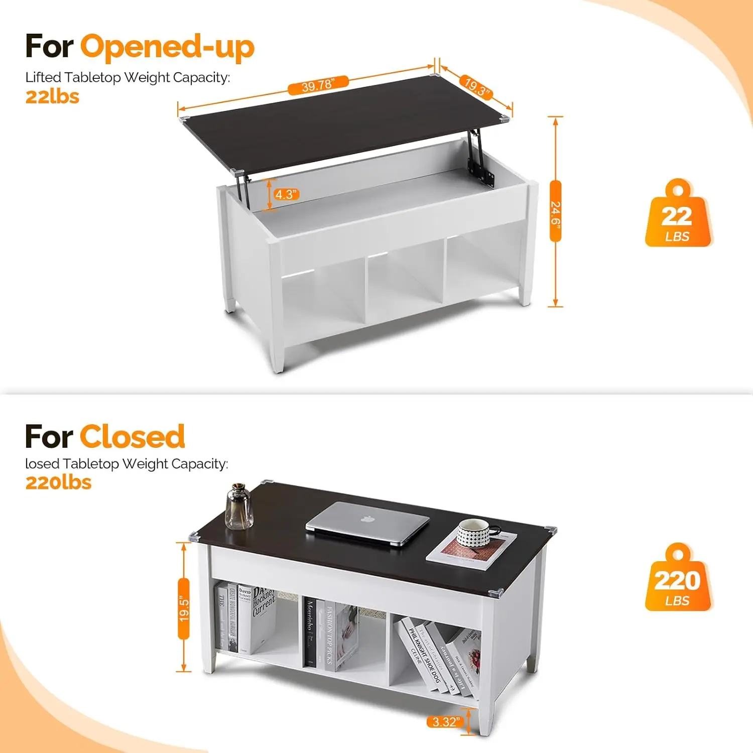 Farmhouse Lift Top Coffee Table, Rustic Grey With Storage Shelf/Hidden Compartment, Mesa De Centro Para