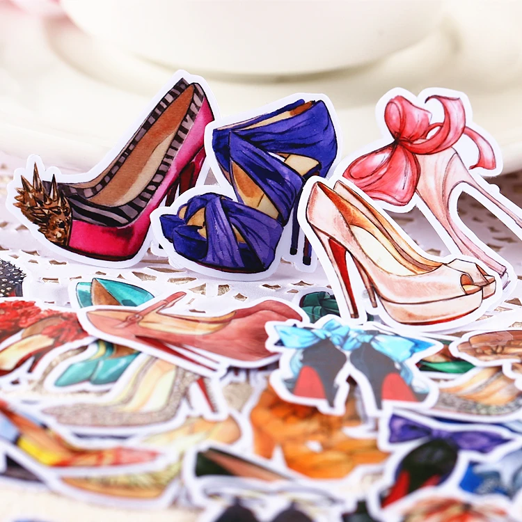 32 PCS Watercolor high heels Scrapbooking Stickers Decorative Sticker DIY Craft Photo Albums