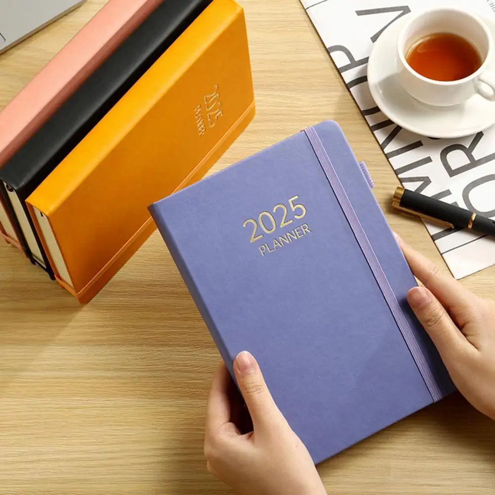 Cahier de licence hebdomadaire et mensuelle avec couverture en similicuir, papier optique, étude de bureau, conception anti-purge, 2025