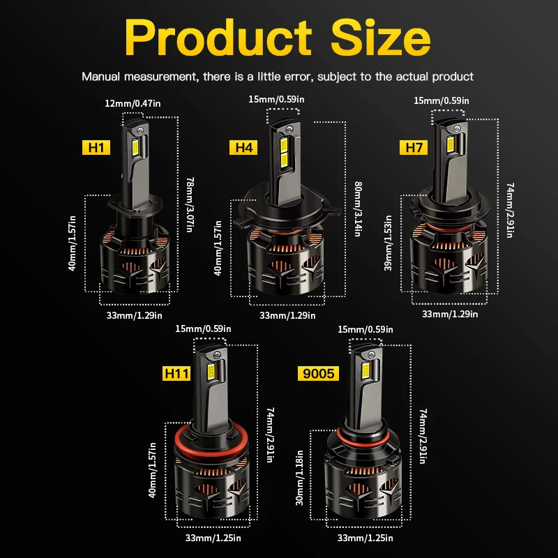 

2 шт. H1 H4 H7 H11 9005 9006 светодиодные фары для автомобиля дальнего ближнего света противотуманные фары дневные ходовые огни галогенные сменные фары