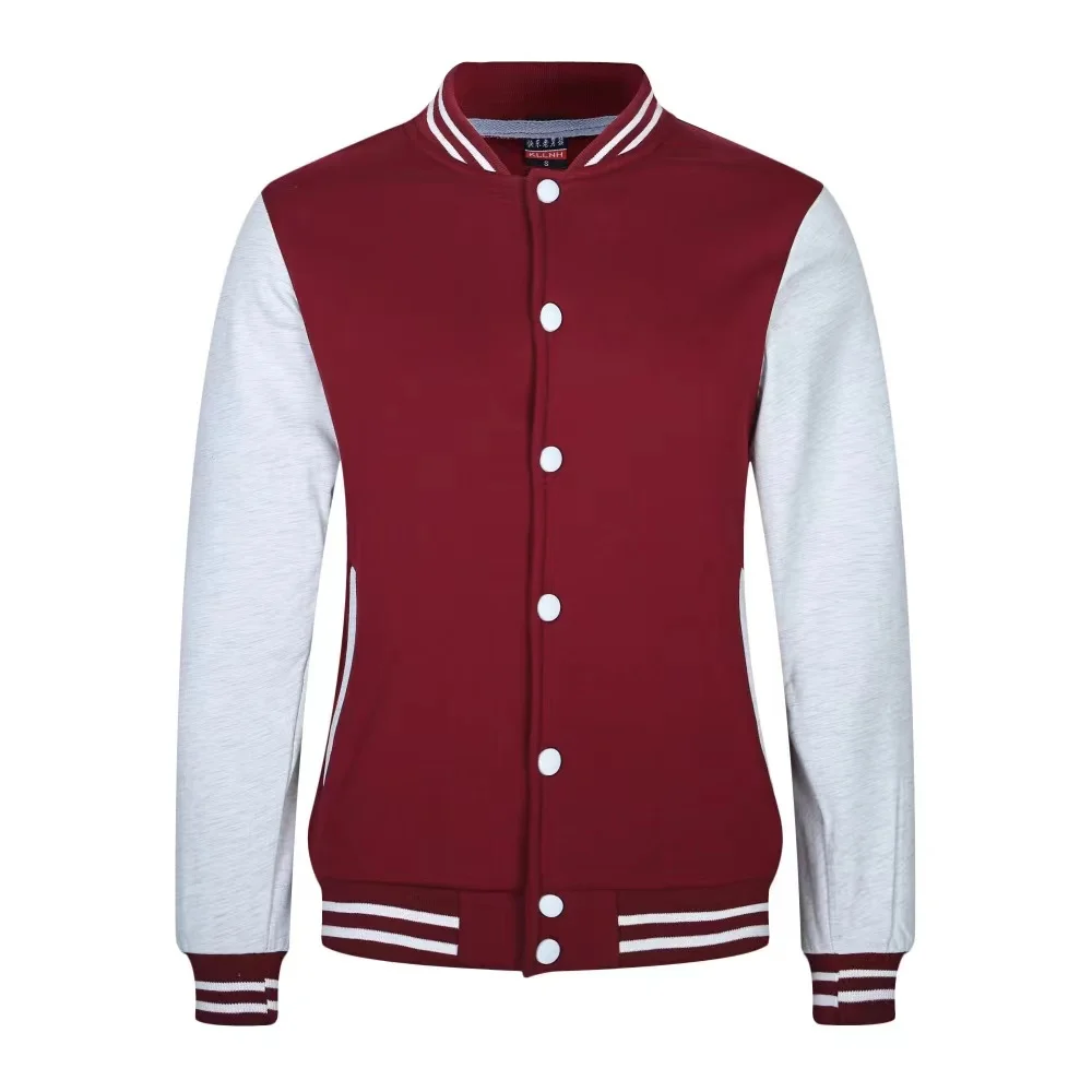 

Campus Varsity Jackets Autumn Quality Patchwork Button Fleece Sports Coat Team Baseball Jacket Men Custom Logo