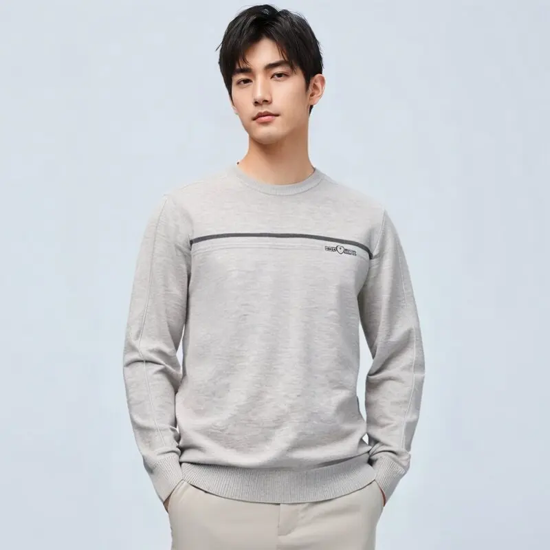 

Мужской модный трикотажный свитер с круглым вырезом, свободный крой, тонкий, повседневный стиль, весна-осень, новинка, удобный, универсальный, цветной.