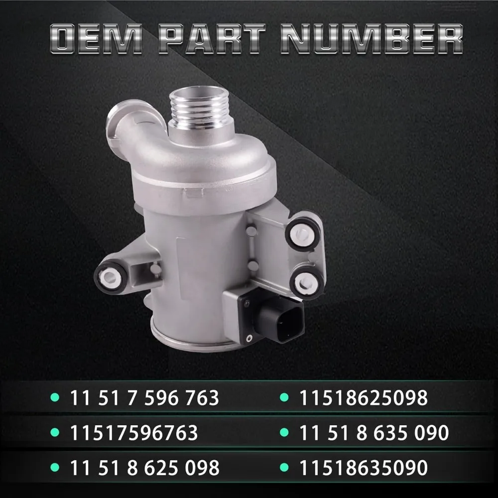 Compatible with BMW 328i 335i 435i 640i GT xDrive M2 M235i X5 X6 2.0L 3.0L 2012-2019 11518635090 Electric Water Pump 11518625098