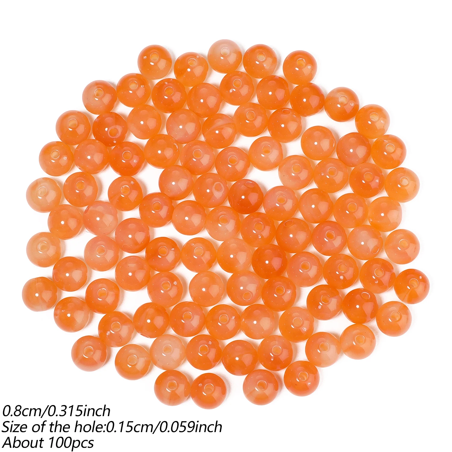 100 Stück 8mm Runde Acrylperlen Mehrfarbige Lose Abstandsperlen für DIY Ohrringe, Armbänder, Halsketten und Schmuckherstellung Zubehör – Detail 14