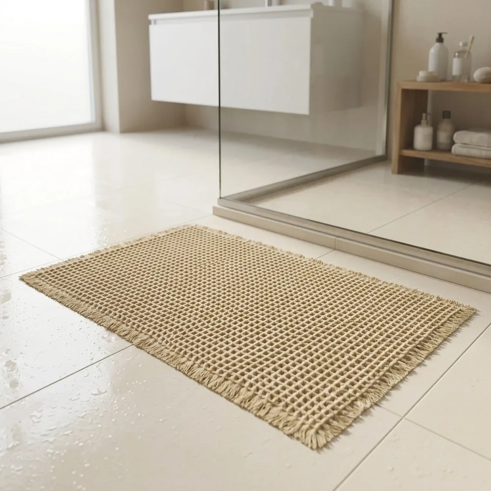 For Bathroom Mat 46x77cm with Dual Function Waffle Texture for Absorption and Airflow Non-Slip Base Ensures Position Retention