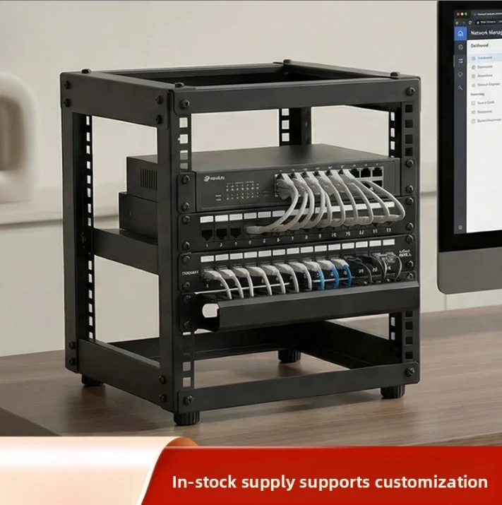 10 Inch Open Desktop Network Rack Natural Unprocessed Wood Cabinet For NAS Router  Home Network Equipment Storage