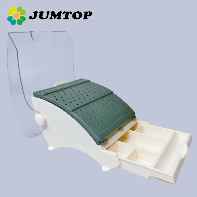 

JUMTOP 142 Holes Dental Disinfection Box Plastic Burs Block Organizer Sterilizer Case with Lid and Drawer Dentistry Tools