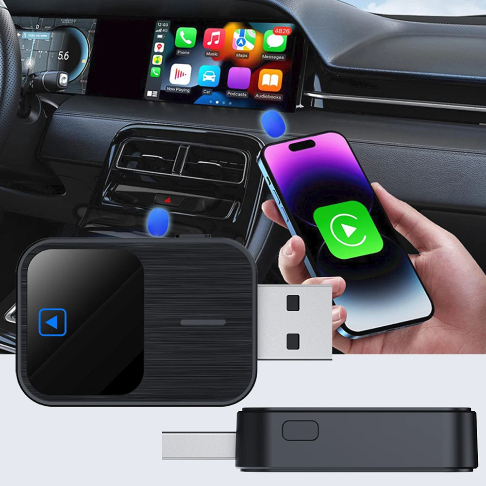 Wireless Android Auto & CarPlay 2 in 1 Dongle Fast Stable Connection Plug and Play USB-C/USB for Wired CarPlay Android Auto Cars