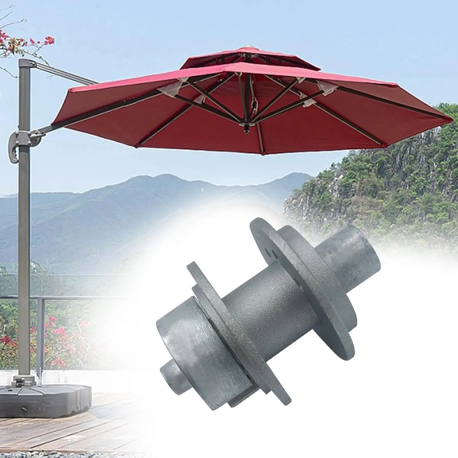 Patio Umbrella Accessories Stainless Heavy Duty Parasol Parts Outdoor Umbrella Clamp Mount for Beach Courtyard Patio Picnic Gray